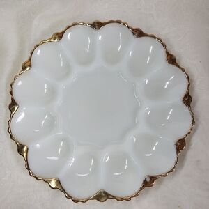 Elegant White and Gold Egg Plate